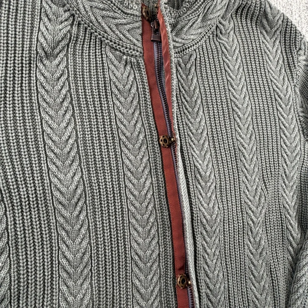 Carbon 2 Cobalt Sweater Mens XL Green Full Zip Cable Knit Sherpa Collar 155171